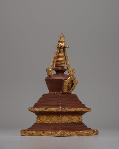 Decorative Copper Stupa Budista | Symbolic Buddhist Monument for Meditation