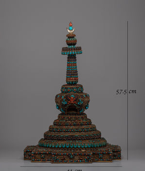 Tibetan Stupa Offering Statue | Symbolic Tribute to Sacred Structures and Spiritual Offerings