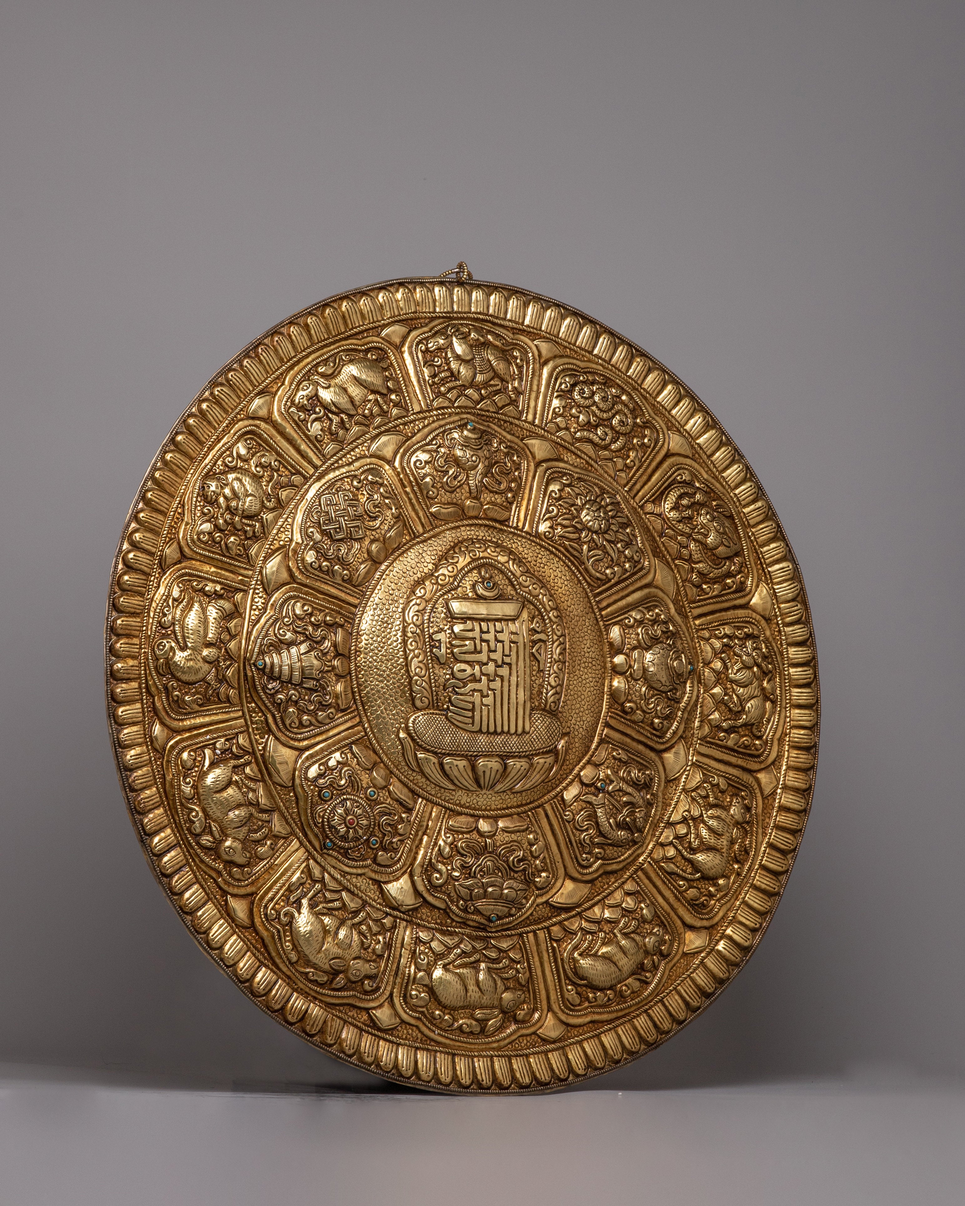 Brass Kalachakra Mandala Art Wall Hanging | Enhance Your Space with Intricate Detail and Sacred Significance