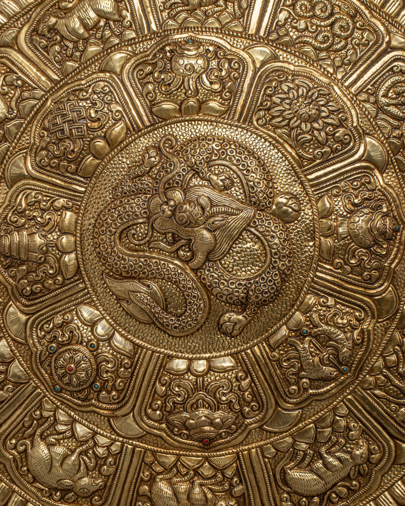 Brass Dragon Wall Hanging Mandala | Elevate Your Space with Symbolic Power and Intricate Artistry