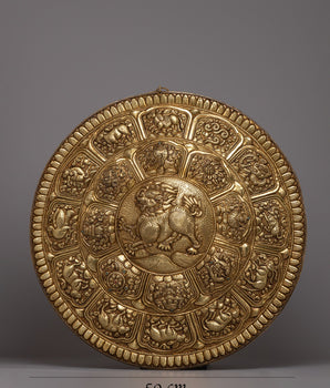 Round Brass Lion Wall Hanging Mandala | Elevate Your Space with Majestic Symbolism and Artistic Grandeur