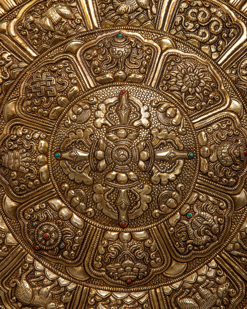 Brass Crossed Vajra Mandala Wall Hanging | Auspicious Wall Artwork