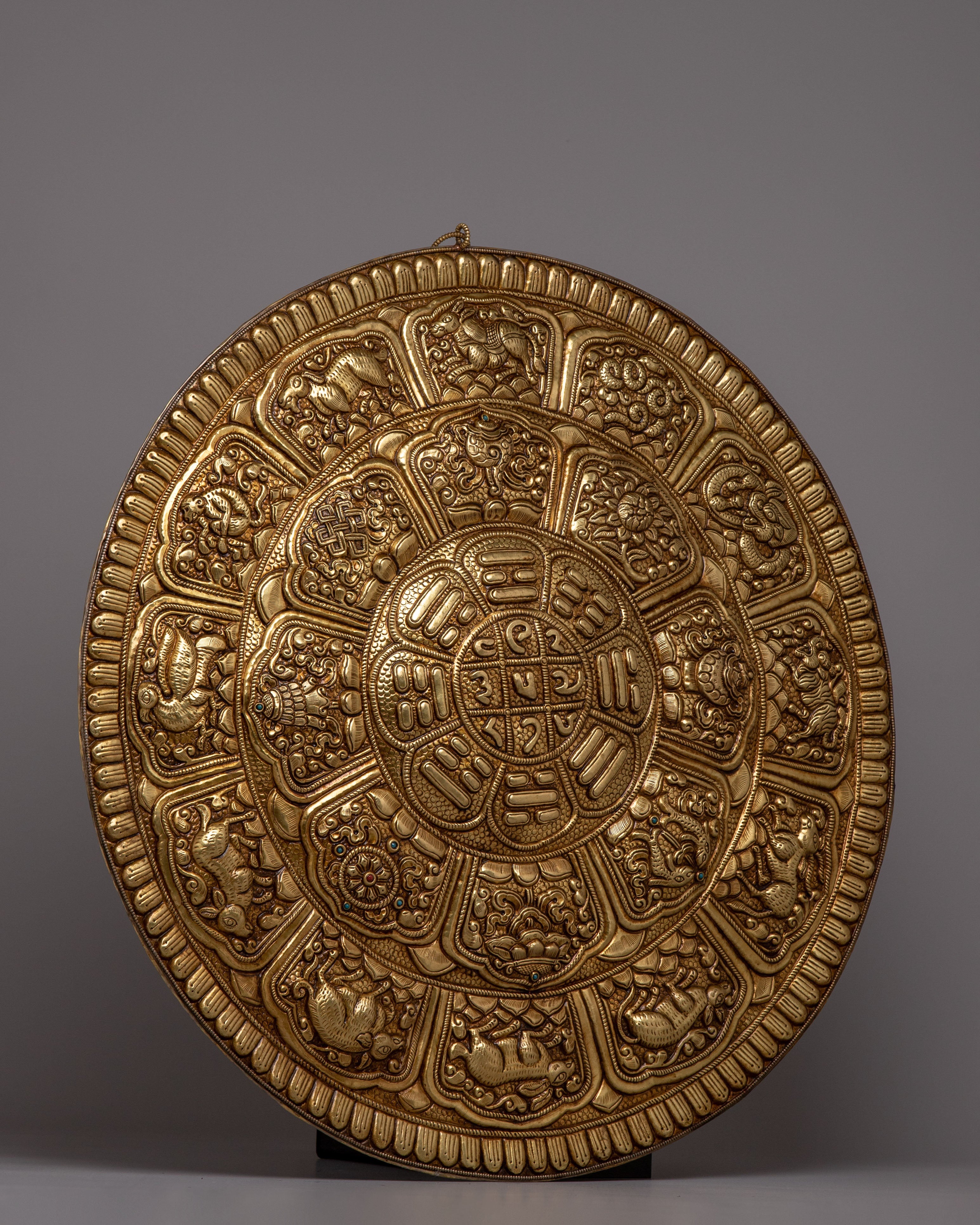 Brass Mantra Mandala Wall Hanging | Focal Point for Meditation and Positive Energy