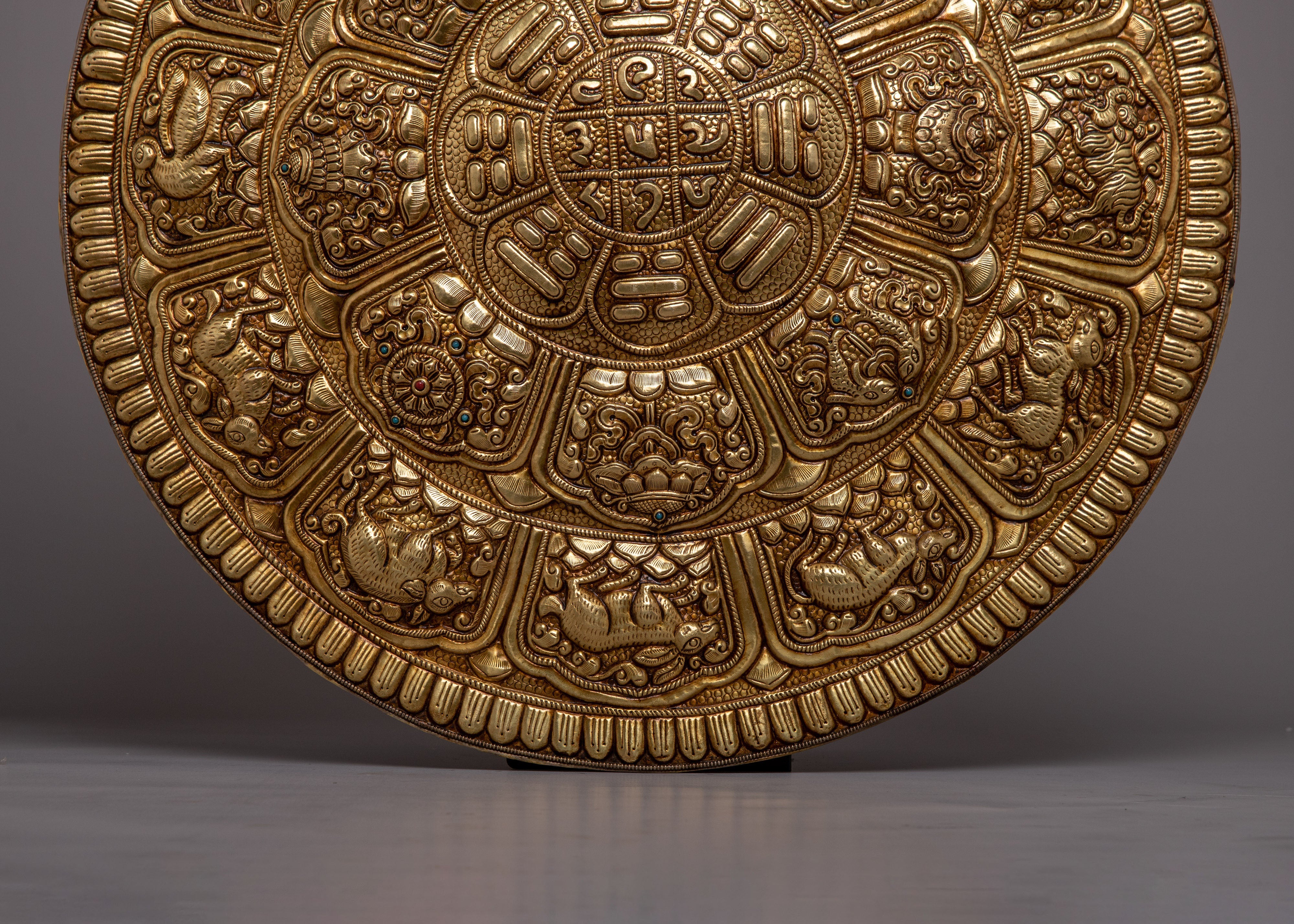 Brass Mantra Mandala Wall Hanging | Focal Point for Meditation and Positive Energy