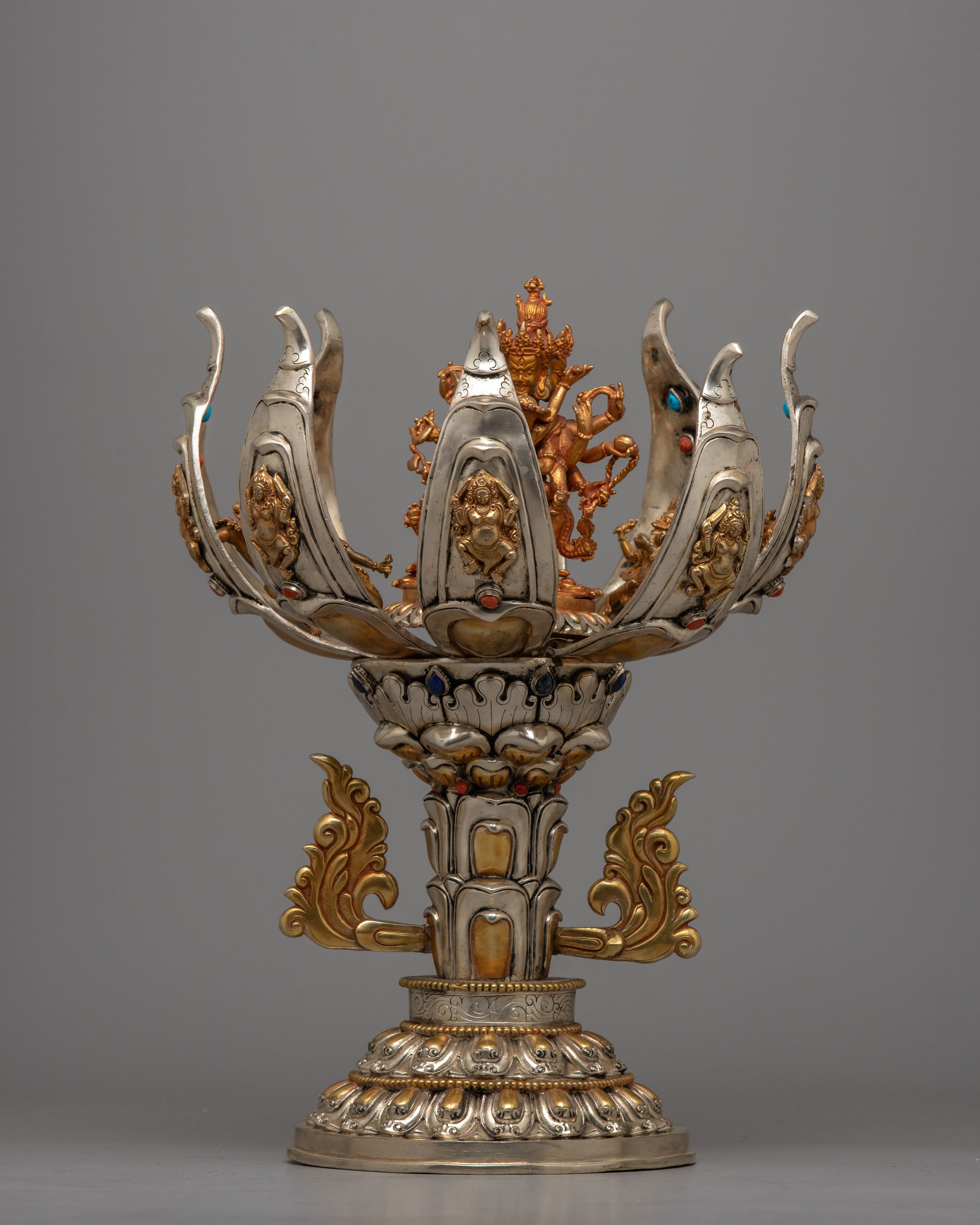 Copper Lotus Mandala of Chakrasamvara | Eight Dakini Ritual Sculpture
