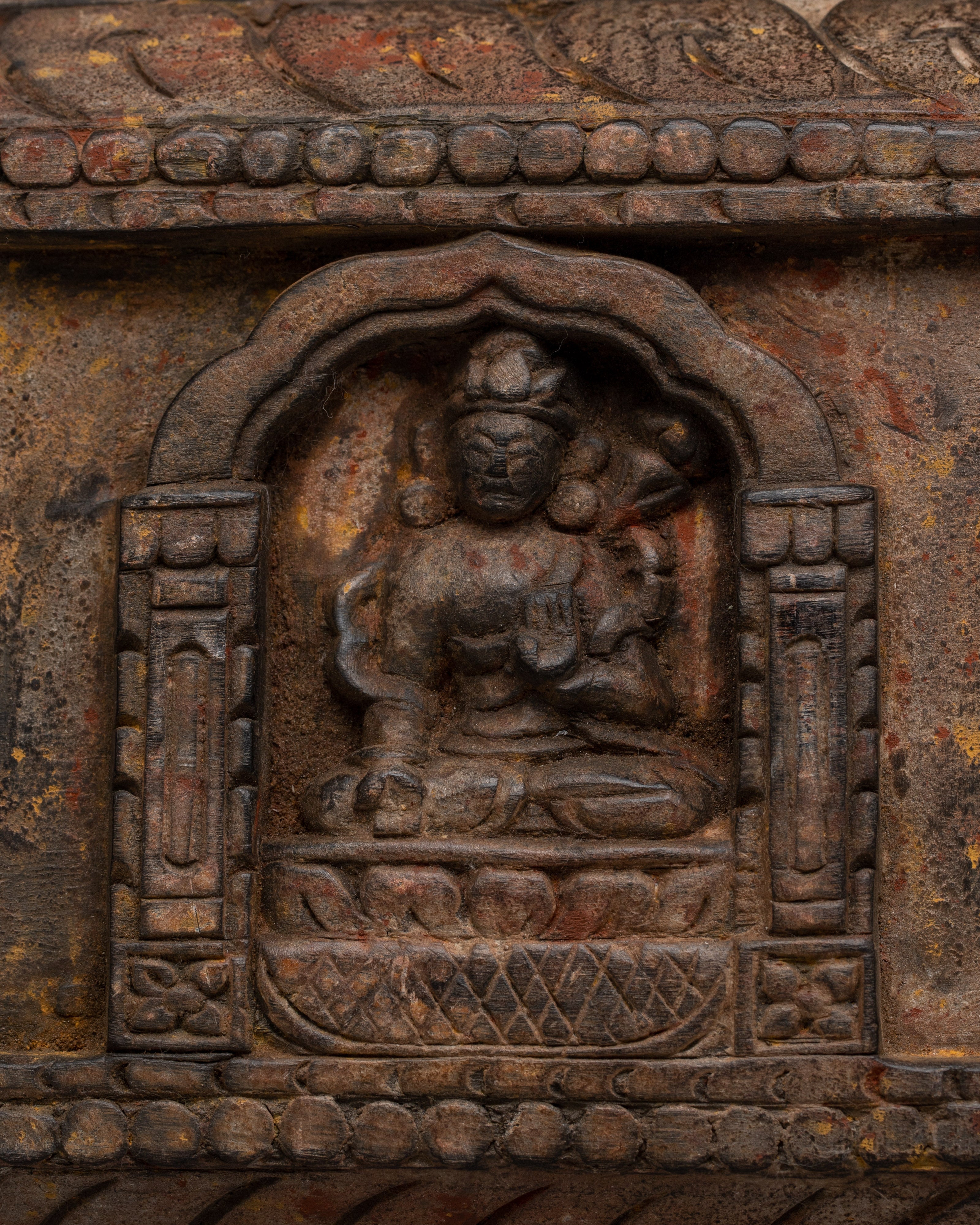Buddhist Deity Wall Sculpture Panel | Wooden Wall Hanging for Decor