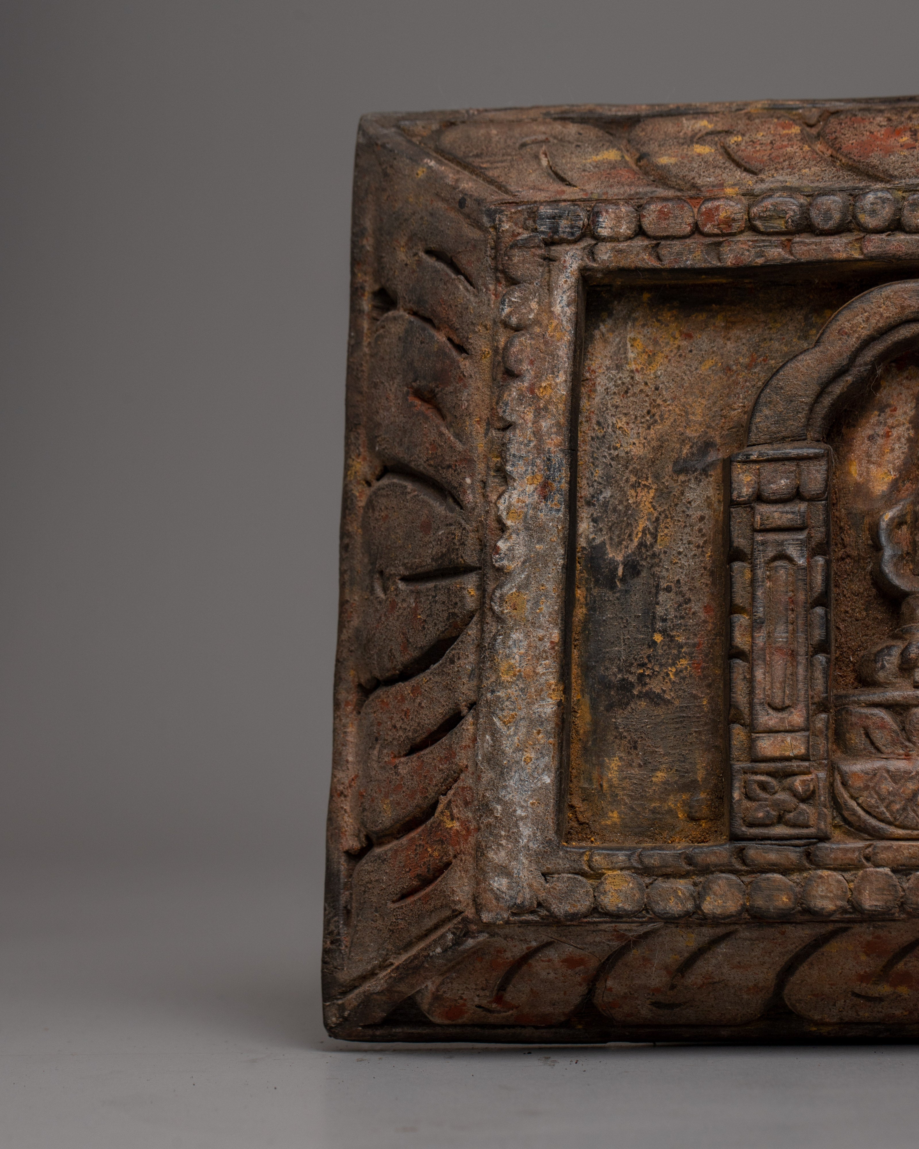 Buddhist Deity Wall Sculpture Panel | Wooden Wall Hanging for Decor