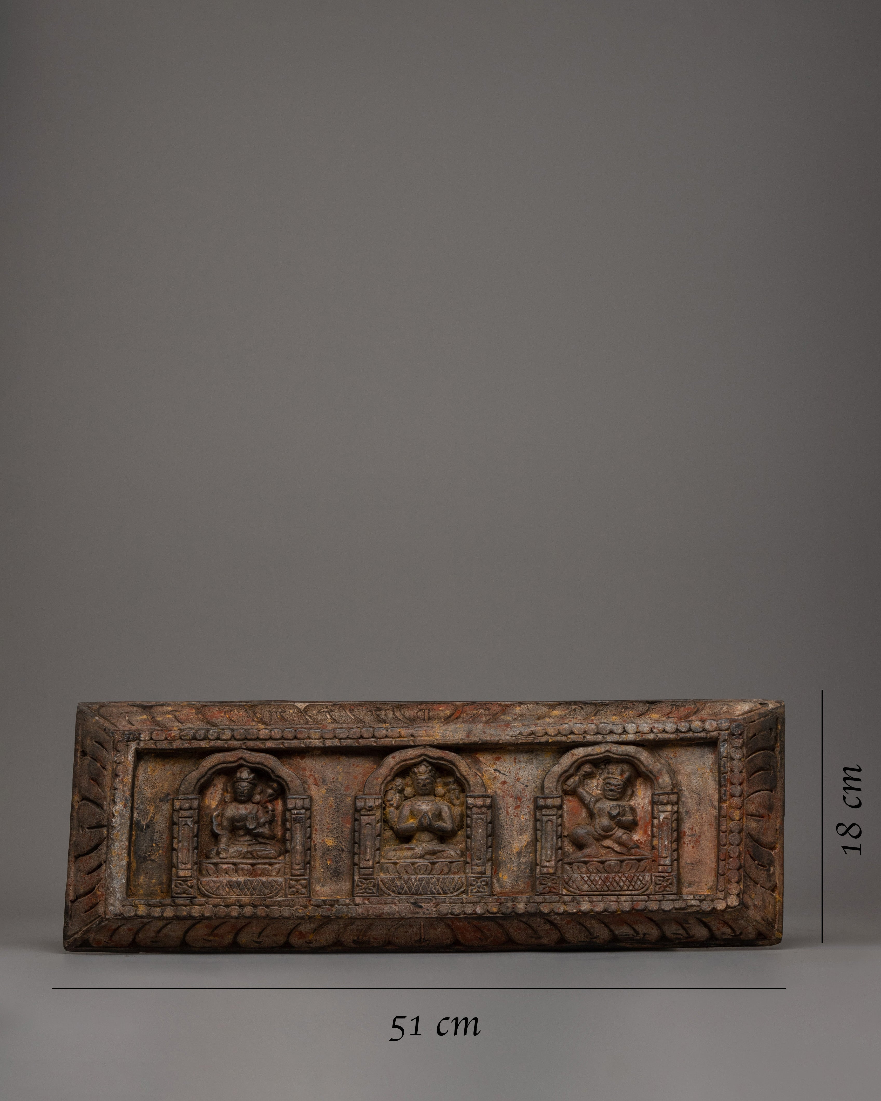 Buddhist Deity Wall Sculpture Panel | Wooden Wall Hanging for Decor