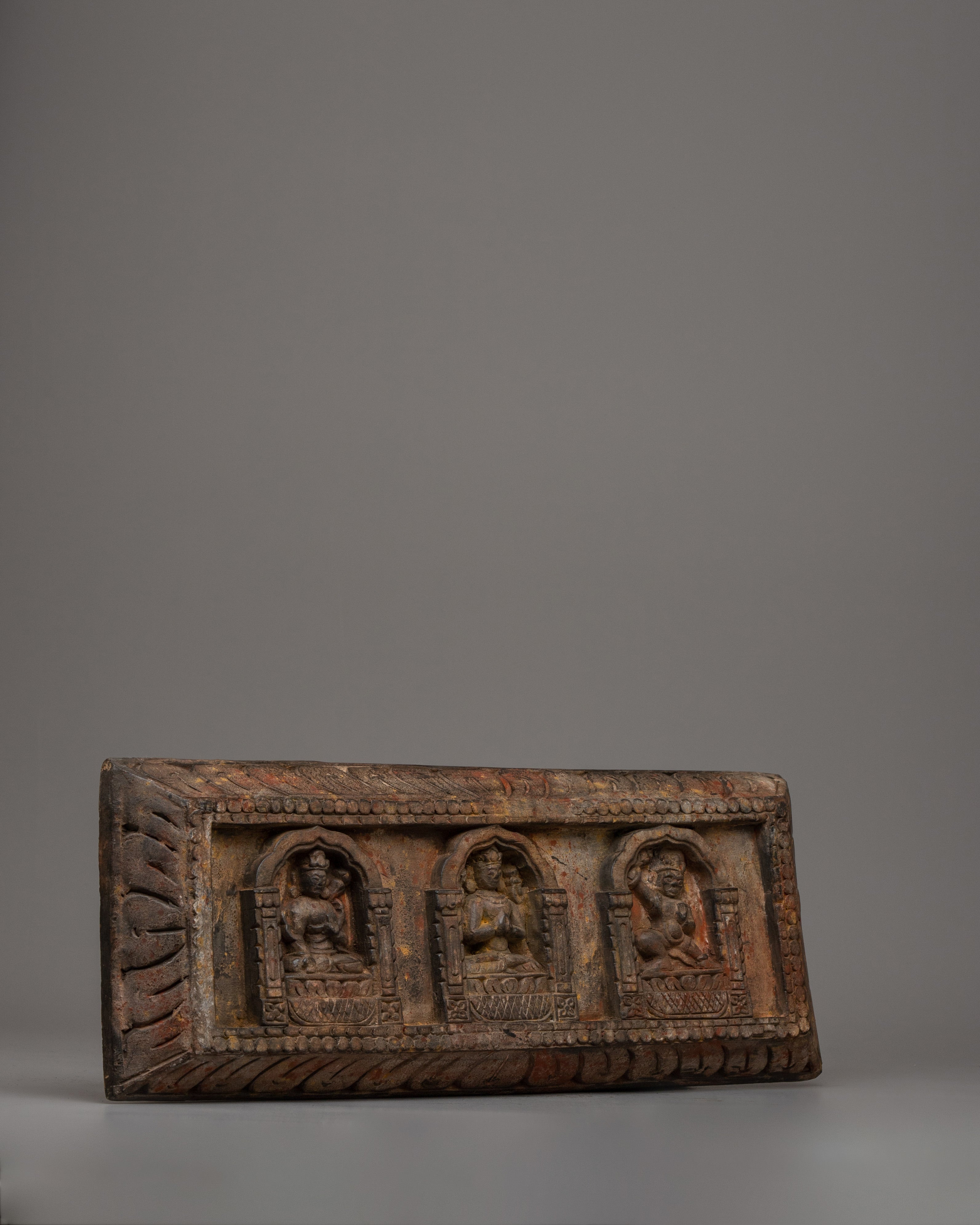 Buddhist Deity Wall Sculpture Panel | Wooden Wall Hanging for Decor