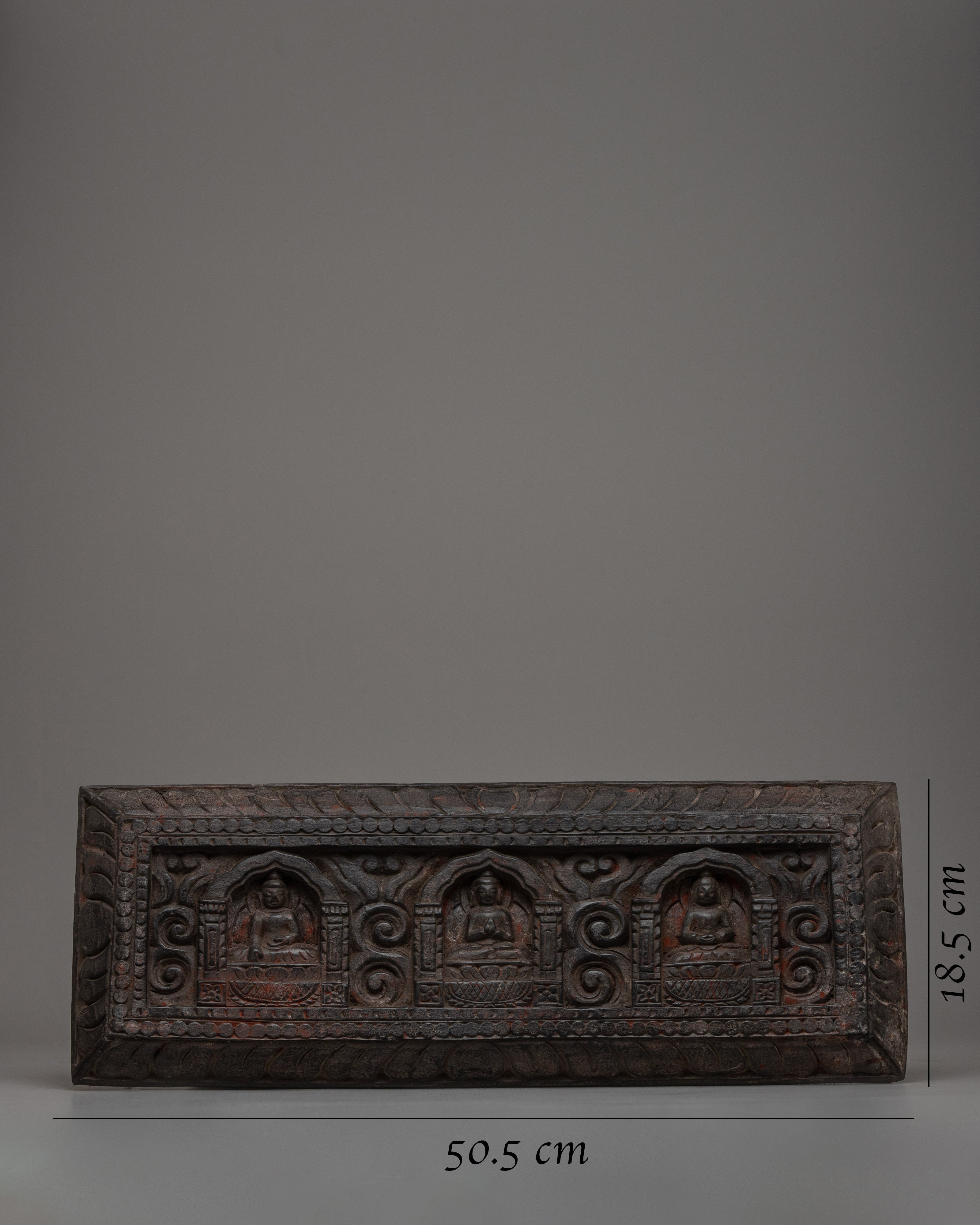 Traditional Wooden Buddha Relief Wall Art | Three Buddha Set Wall Hanging
