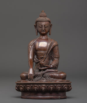 Handcrafted Tibetan Oxidized Shakyamuni Buddha Copper Art 
