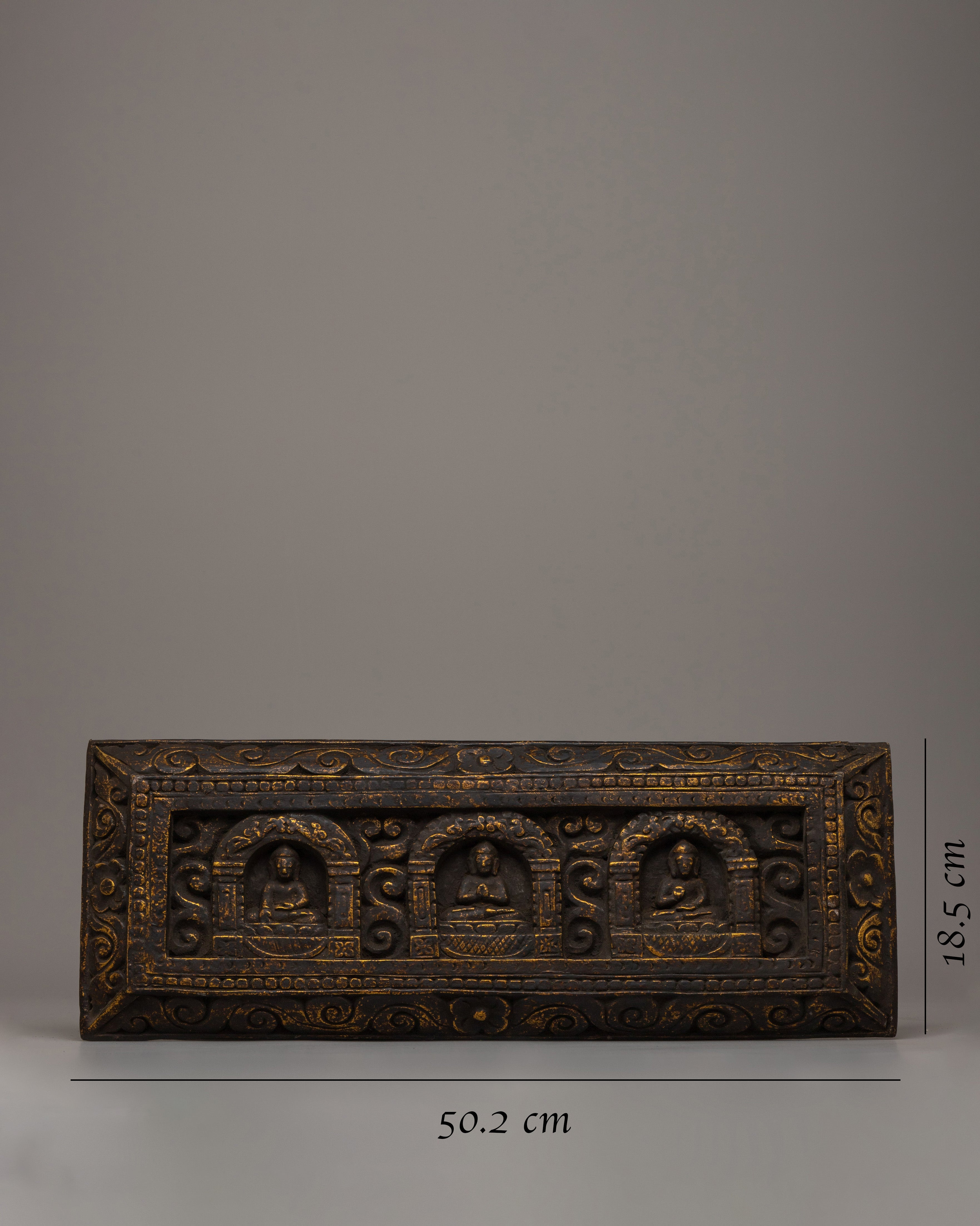 Sacred Wooden Tibetan Three Buddha Wall Hanging Art | Unique Gift Idea for Decor