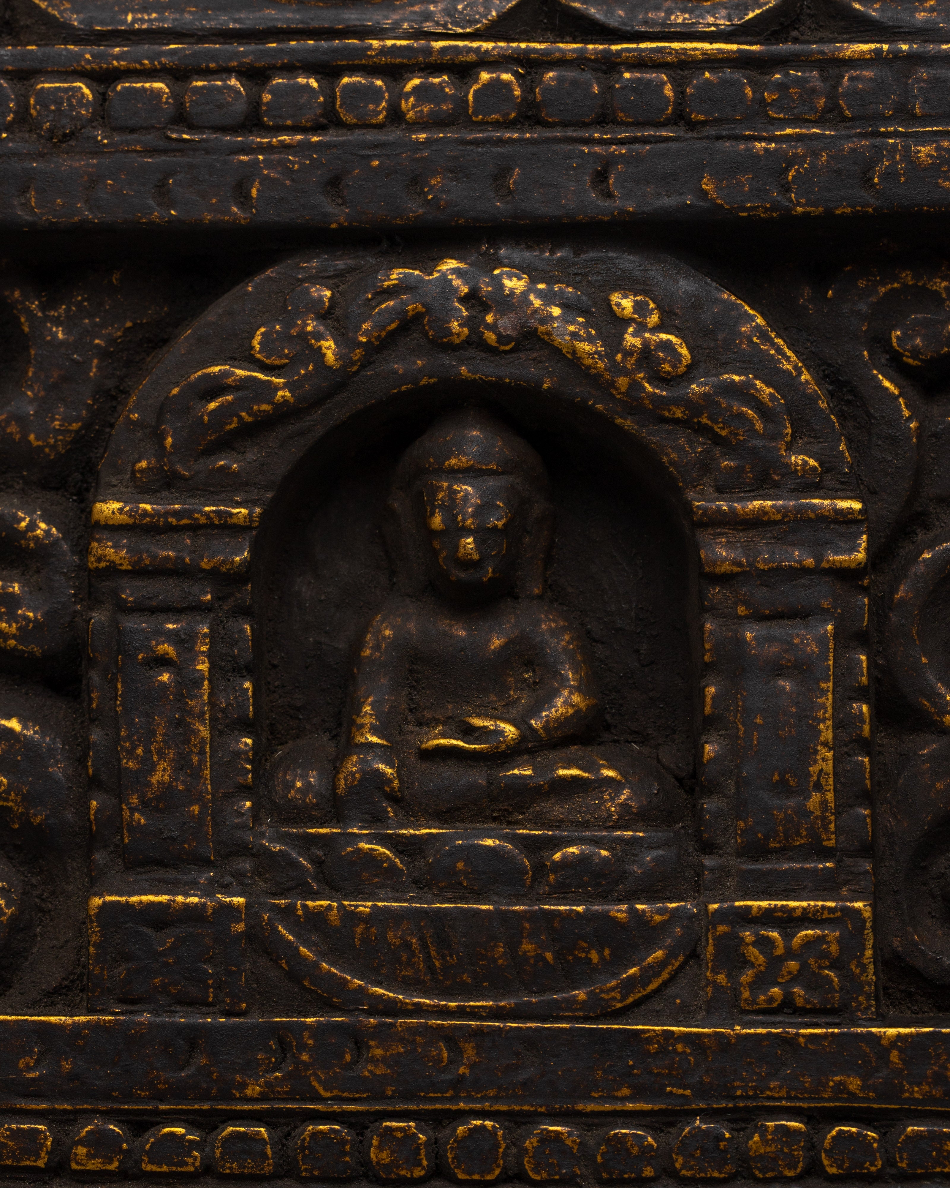 Sacred Wooden Tibetan Three Buddha Wall Hanging Art | Unique Gift Idea for Decor