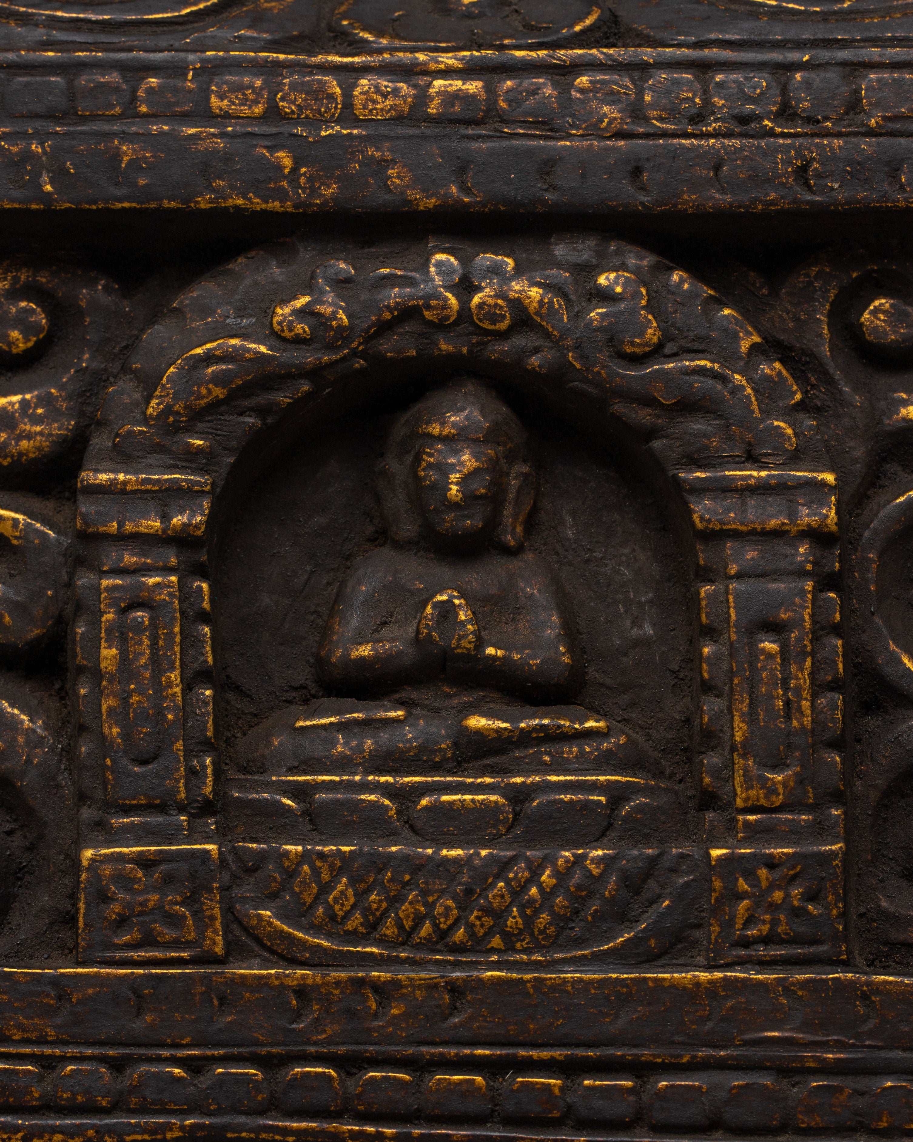 Sacred Wooden Tibetan Three Buddha Wall Hanging Art | Unique Gift Idea for Decor