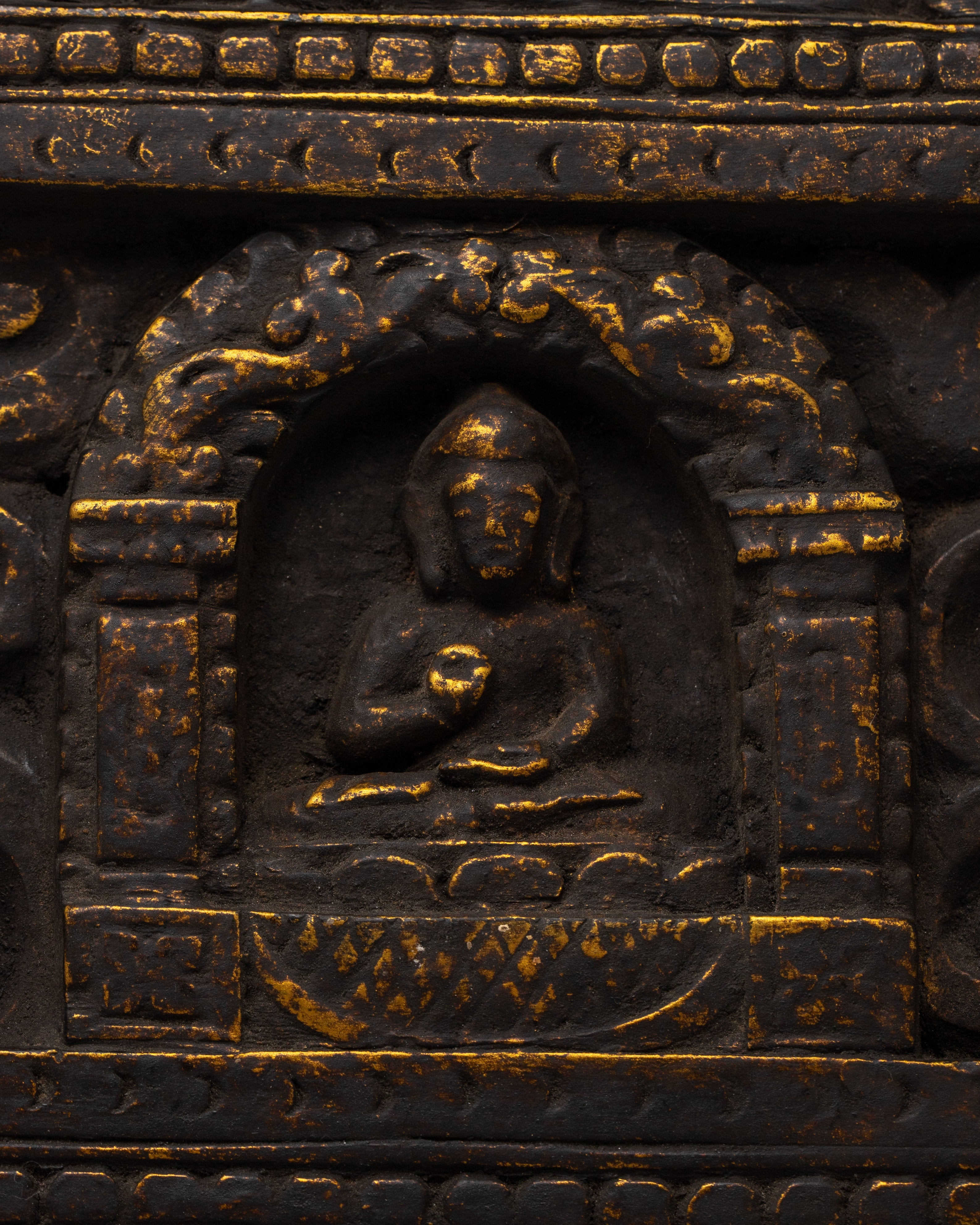 Sacred Wooden Tibetan Three Buddha Wall Hanging Art | Unique Gift Idea for Decor