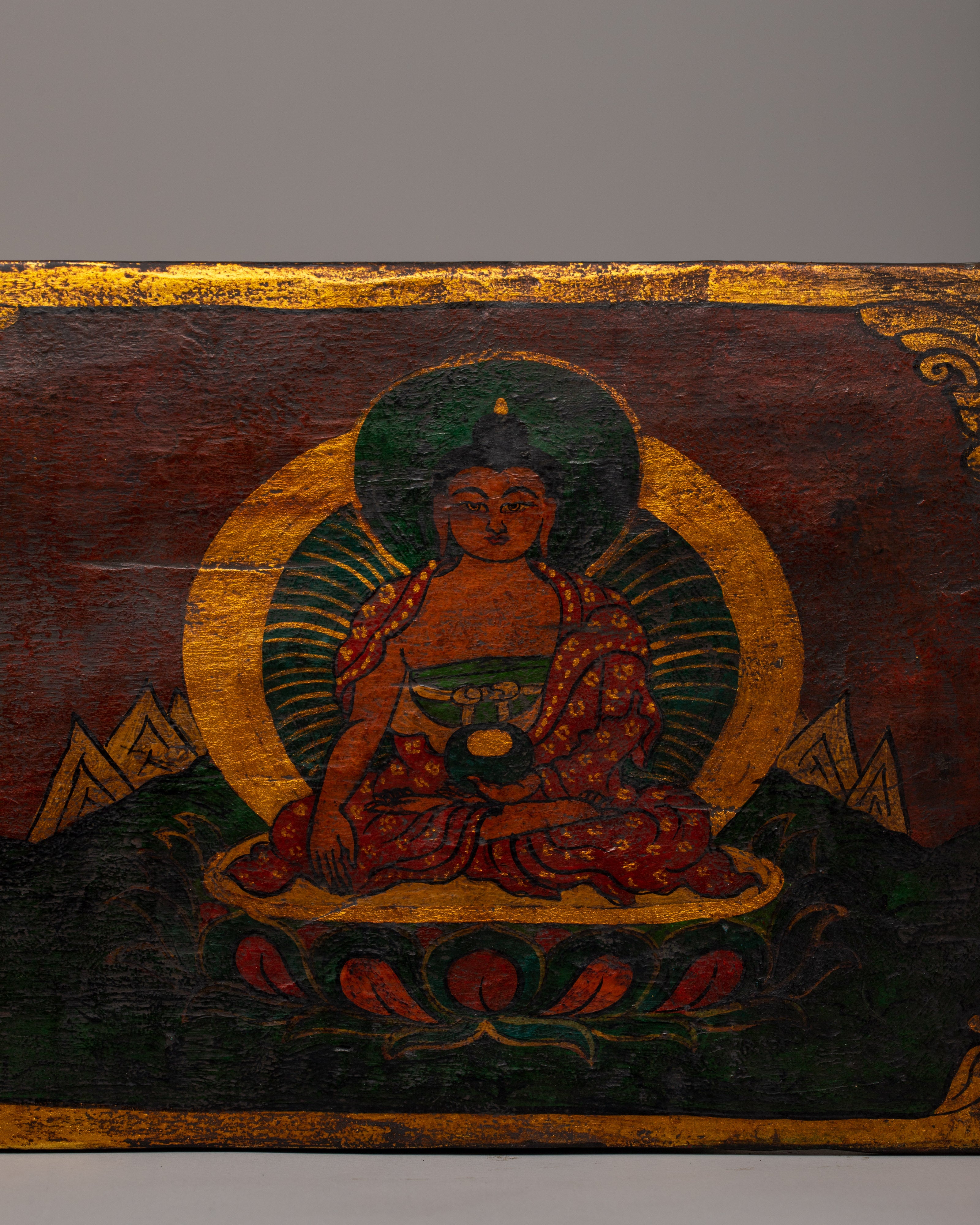 Sacred Wooden Tibetan Three Buddha Wall Hanging Art | Unique Gift Idea for Decor