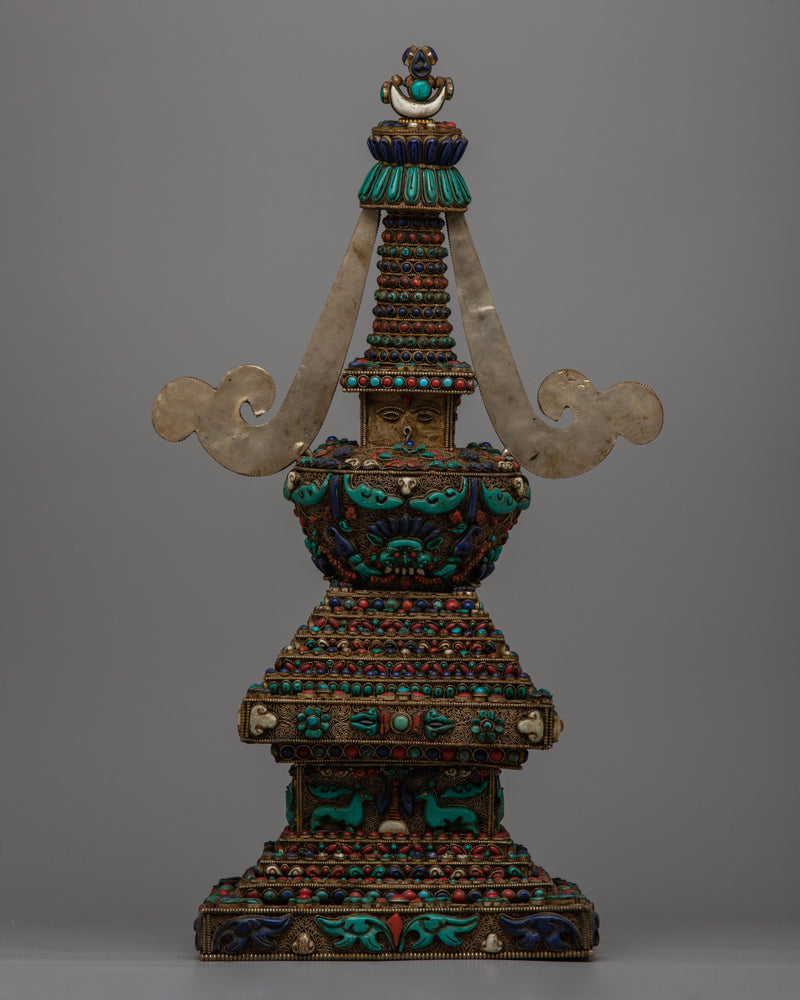 Traditional Tibetan Stupa | Handcrafted Buddhist Symbol for Meditation and Spiritual Practices