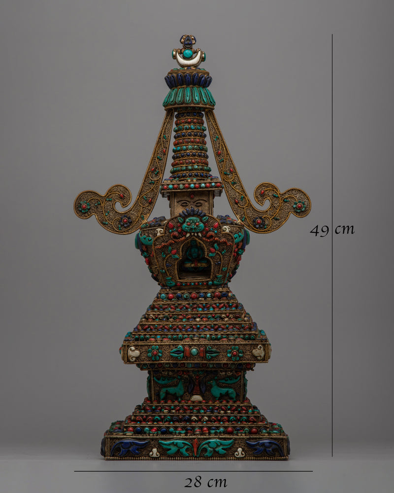 Traditional Tibetan Stupa | Handcrafted Buddhist Symbol for Meditation and Spiritual Practices