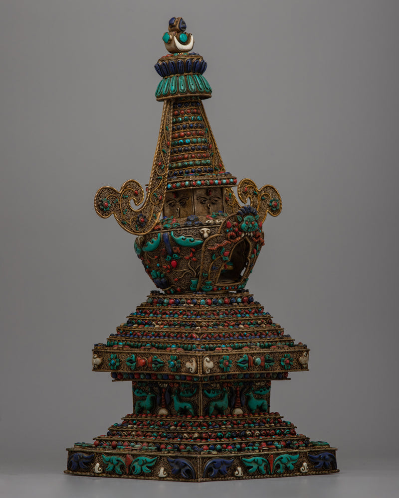 Traditional Tibetan Stupa | Handcrafted Buddhist Symbol for Meditation and Spiritual Practices