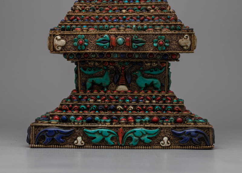 Traditional Tibetan Stupa | Handcrafted Buddhist Symbol for Meditation and Spiritual Practices