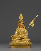 Vajra Master Guru Rinpoche Golden Handmade Statue