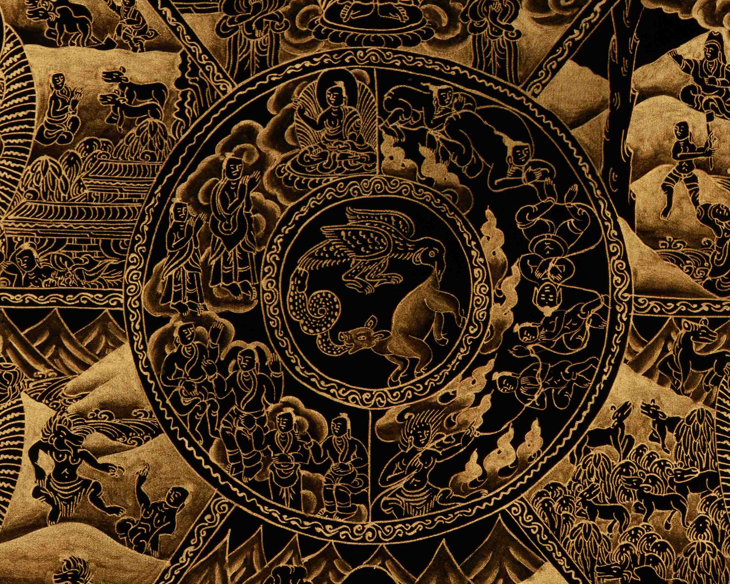 Hand Painted Wheel of Life Art | The Six Realms and Buddhist Teachings