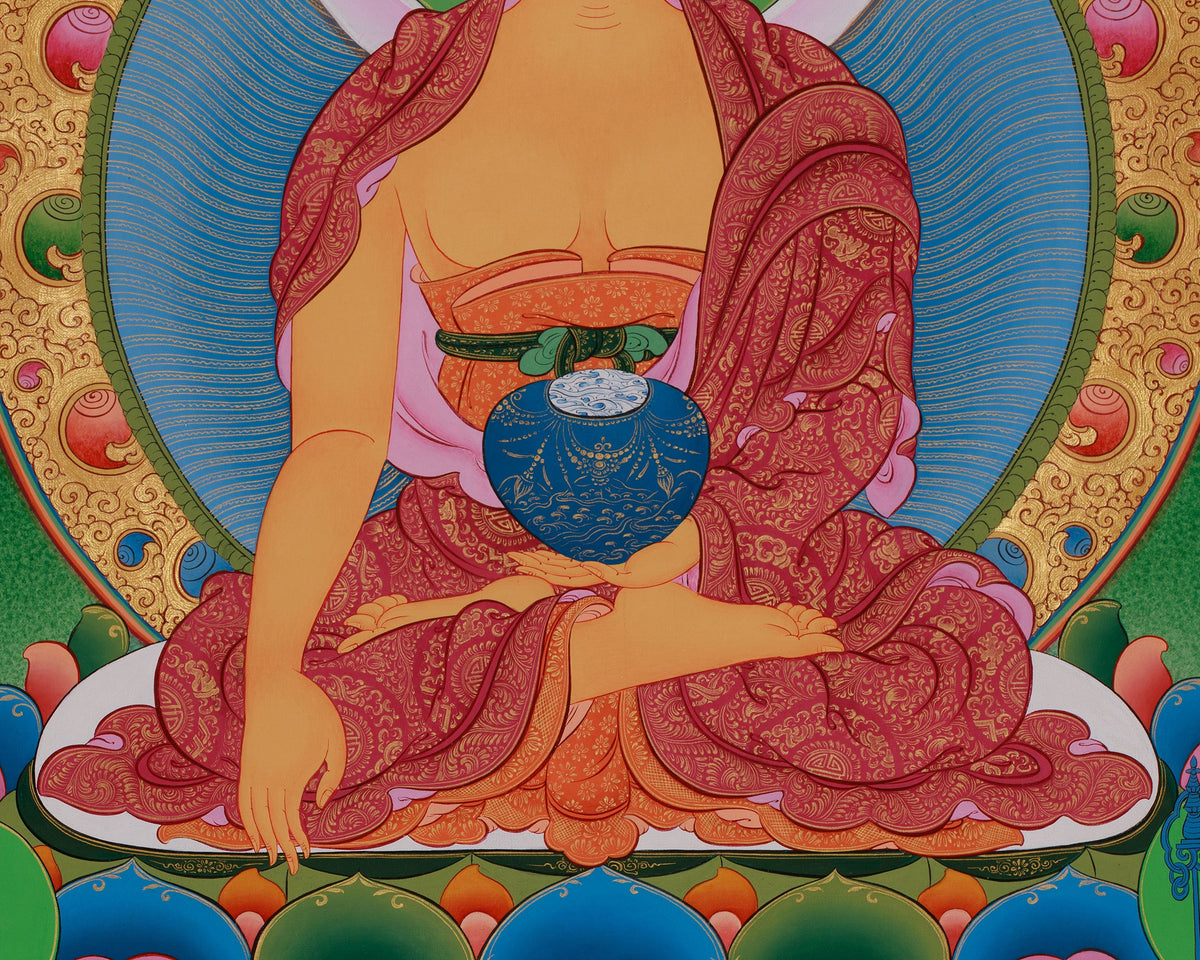 Traditional Buddha Thangka | Shakyamuni in Vajra Posture with Disciples
