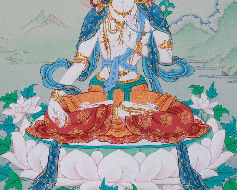 Maa Sita Tara (White Tara) Thangka | Protection, Healing, and Peace