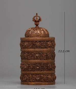4 Tiered Tibetan Ritual Rice Pot | Exquisite Craftsmanship for Sacred Offerings