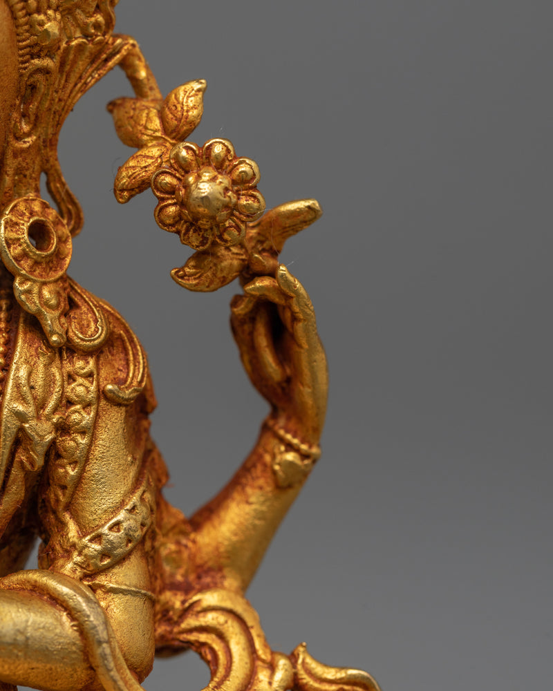 Gold Plated Chenrezig Statue | Serene Symbol of Compassionate Wisdom