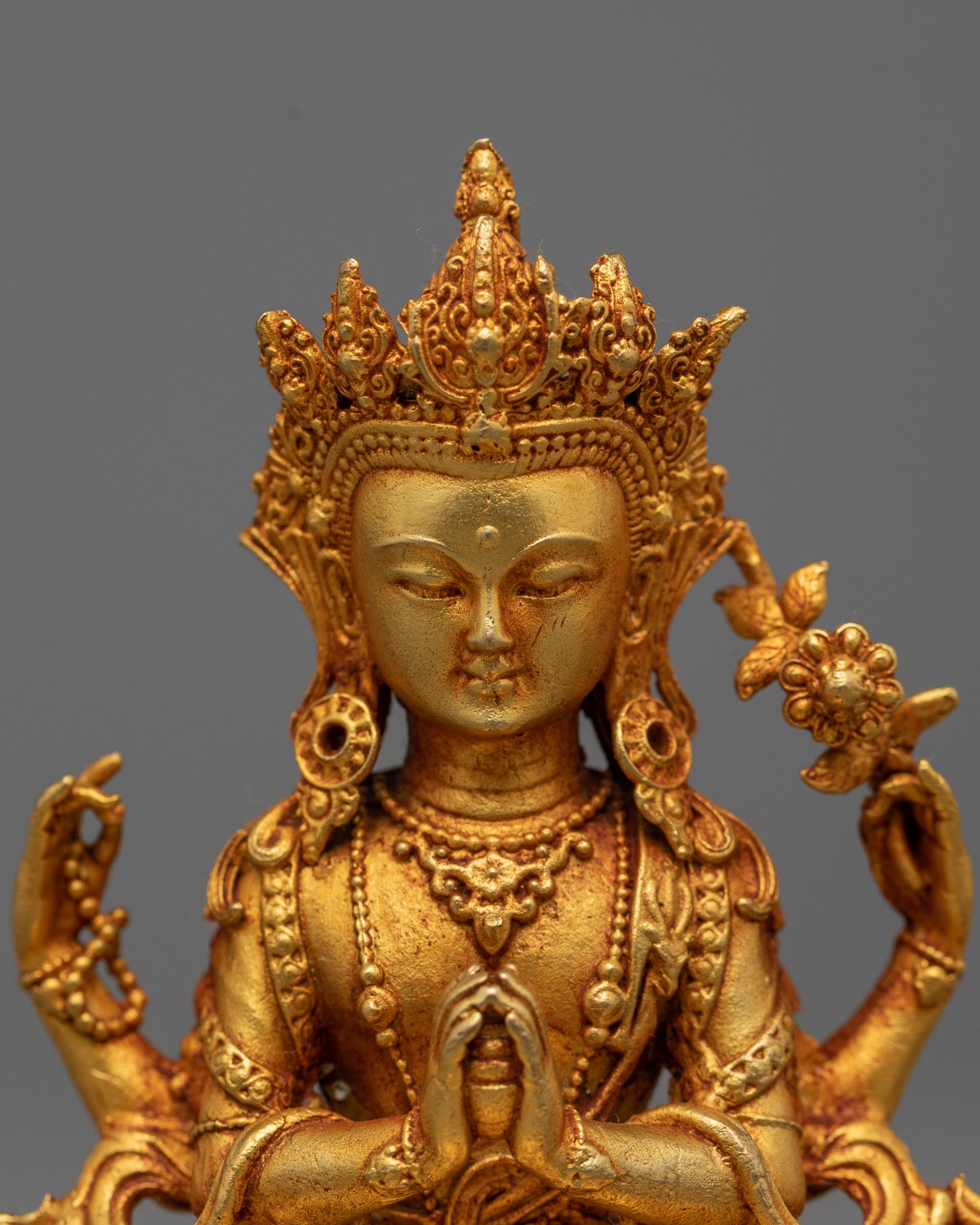 Gold Plated Chenrezig Statue | Serene Symbol of Compassionate Wisdom