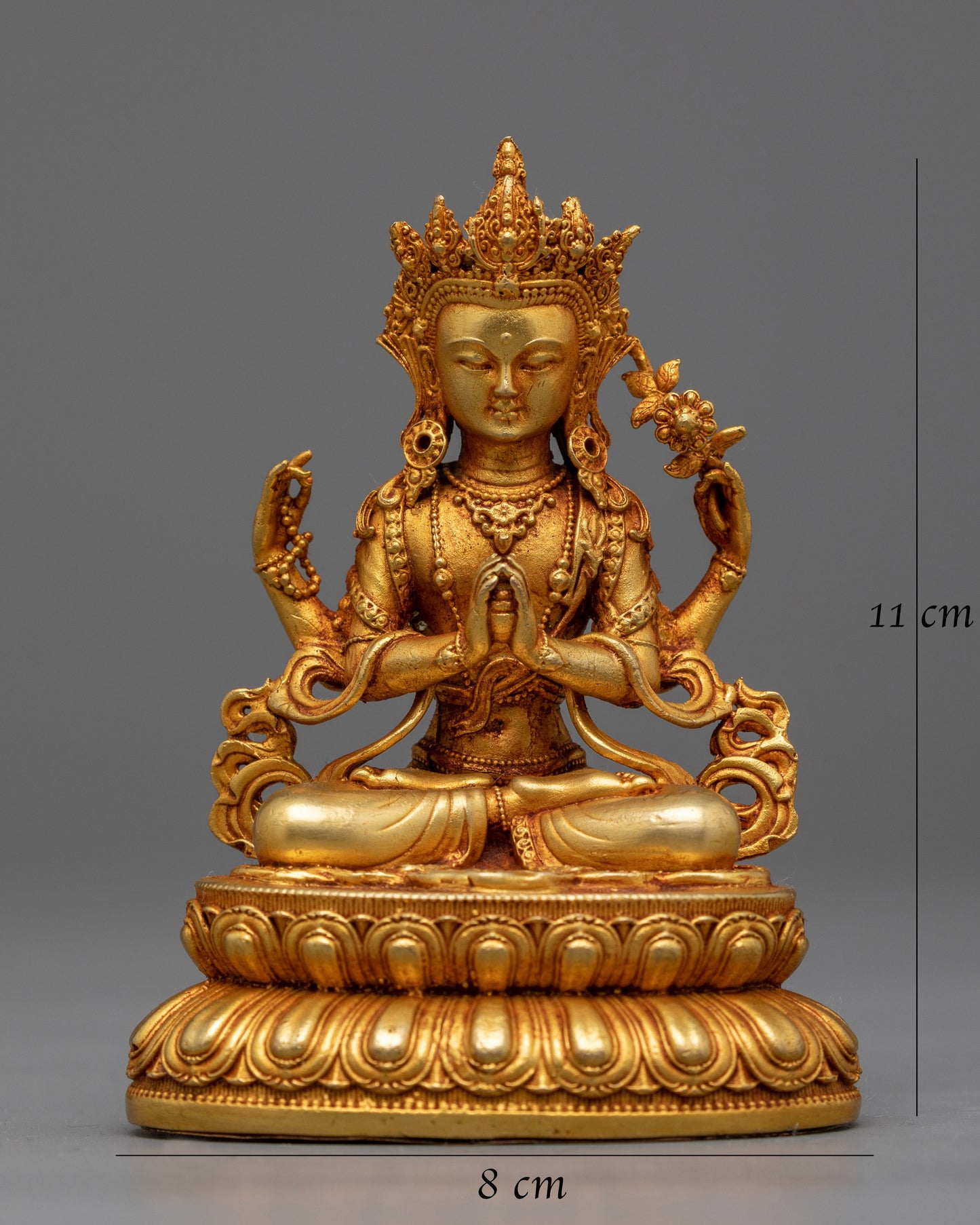 Gold Plated Chenrezig Statue | Serene Symbol of Compassionate Wisdom