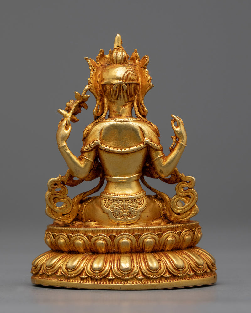 Gold Plated Chenrezig Statue | Serene Symbol of Compassionate Wisdom