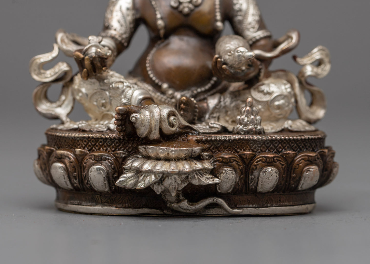 Tibetan Jambhala Statue | Invoke Prosperity and Abundance with the Sacred Silver Plated Statue