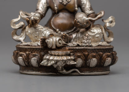 Tibetan Jambhala Statue | Invoke Prosperity and Abundance with the Sacred Silver Plated Statue