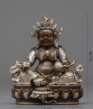 Tibetan Jambhala Statue | Invoke Prosperity and Abundance with the Sacred Silver Plated Statue