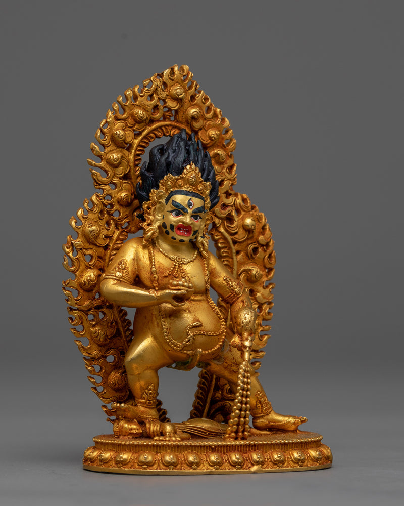 Machine-Made Black Dzambhala Statue | Effortlessly Capturing the Essence of the Iconic Tibetan Deity