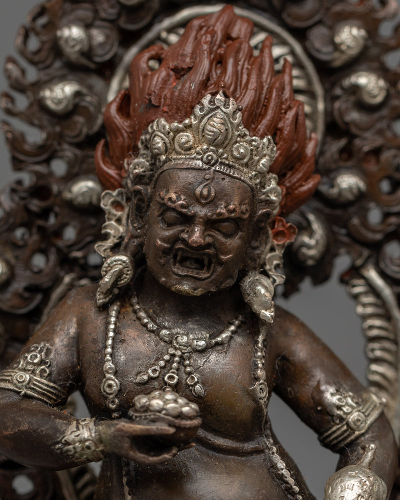 Copper Black Dzambhala Statue | Radiant Symbol of Prosperity in Tibetan Buddhist Tradition