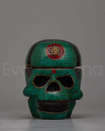 Intricately Carved Resin Skull