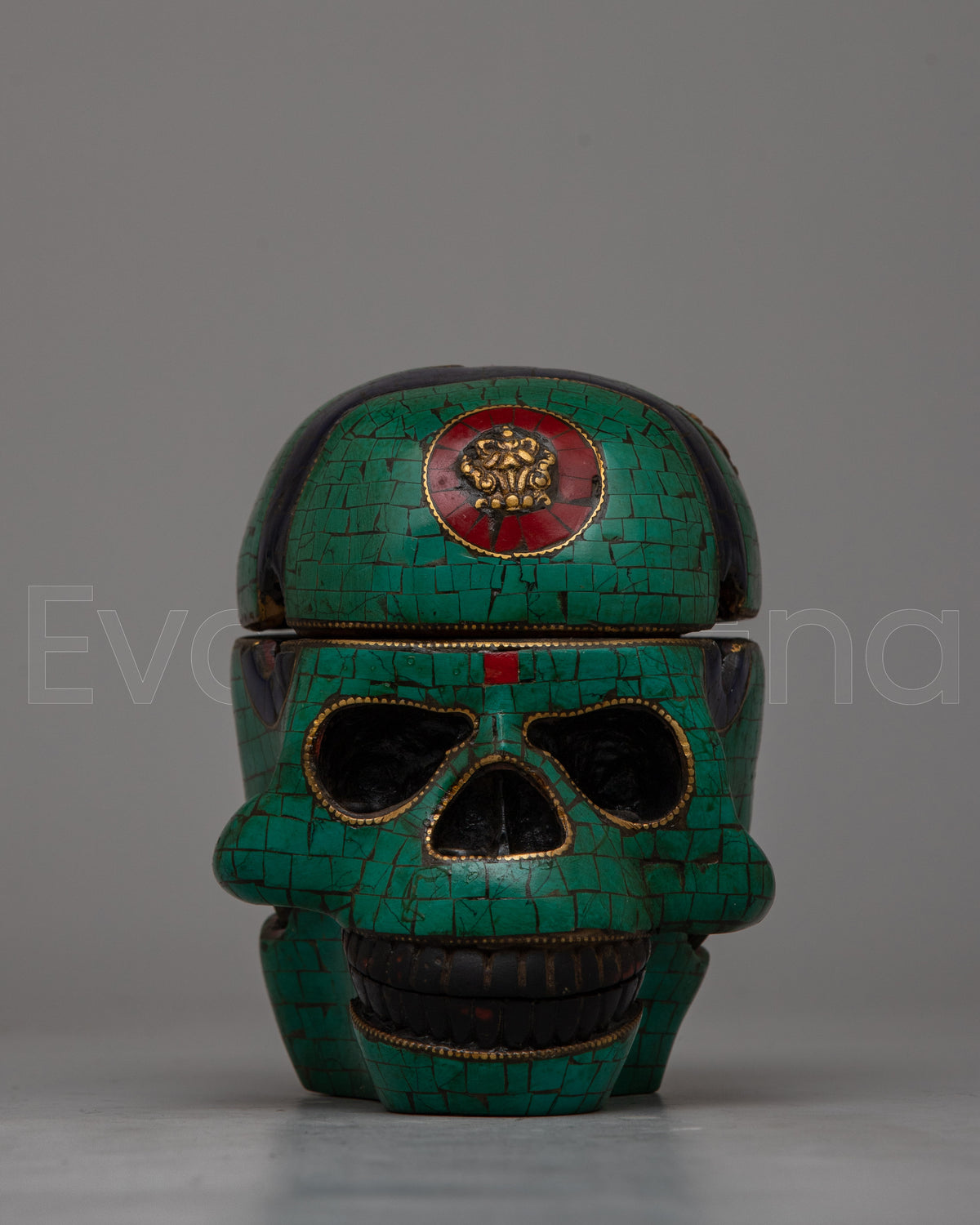 Intricately Carved Resin Skull