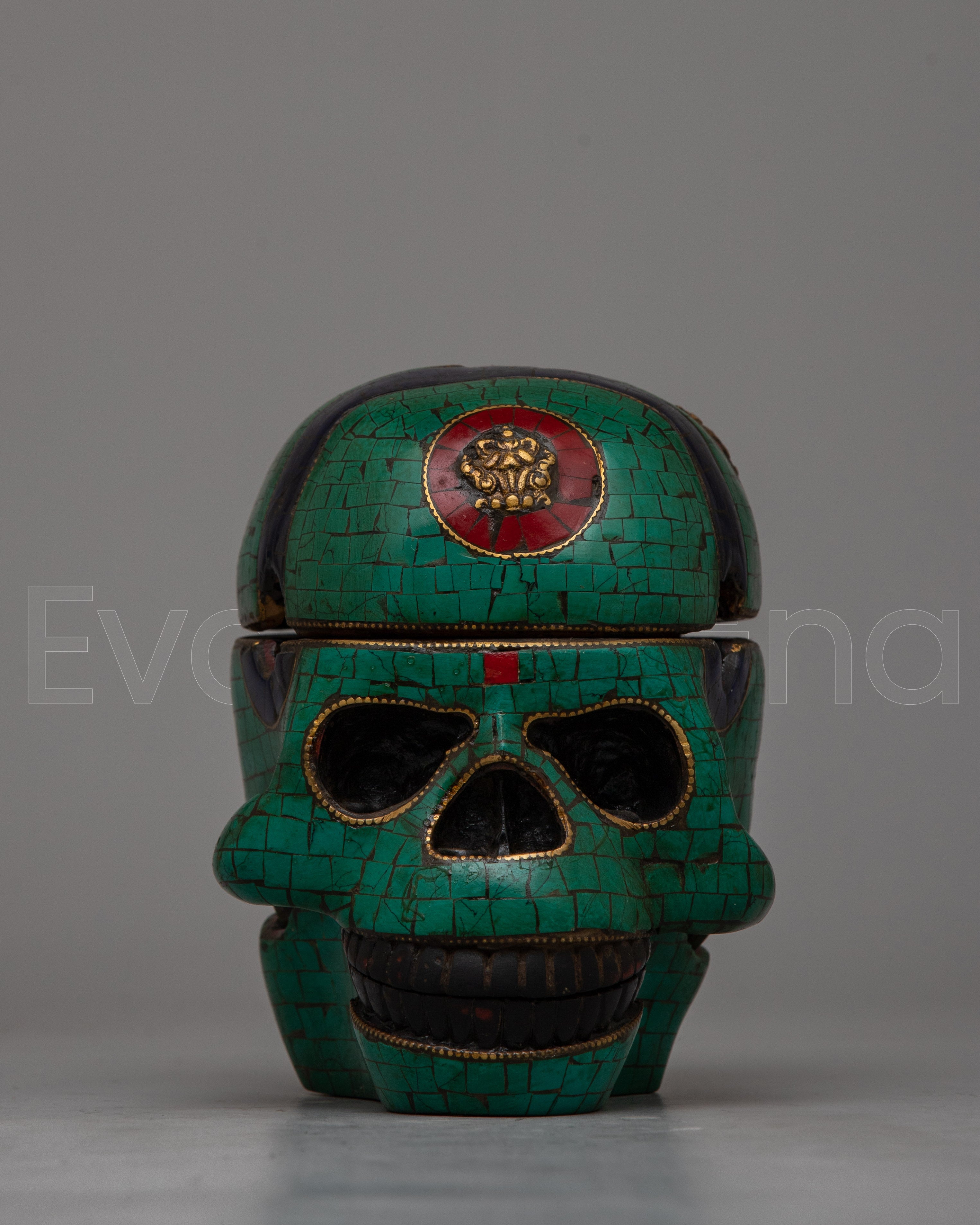Intricately Carved Resin Skull