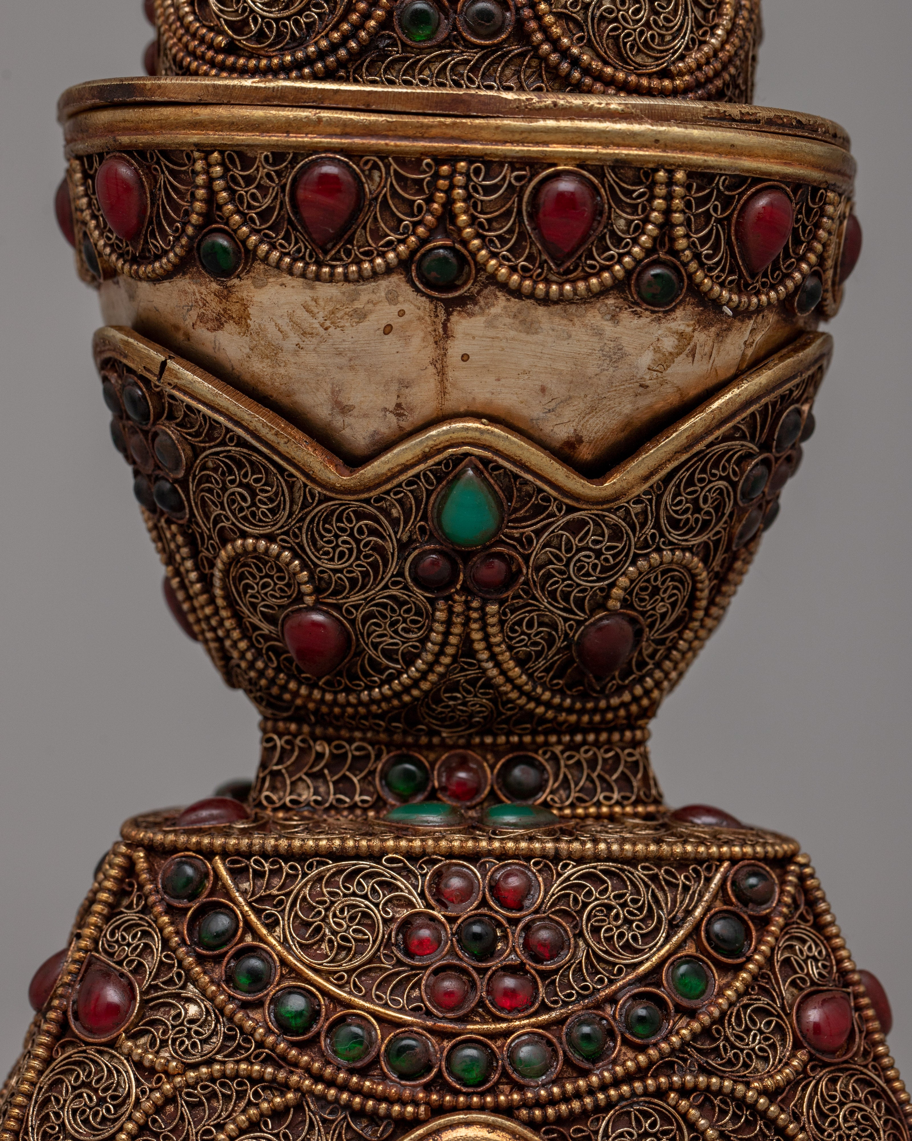Tibetan Copper Skull Cup Set | Handmade Meditation Altar