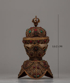 Tibetan Copper Skull Cup Set | Handmade Meditation Altar