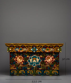 Tibetan Wood Folding Table | Hand-carved Furniture for Spiritual Use