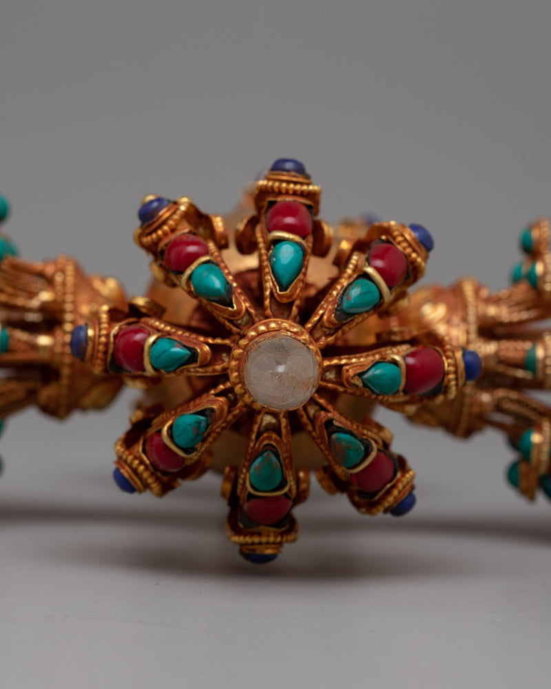 Viswa Vajra Double Dorje | Featuring a Stunning Copper Body, Exquisitely Gold-Plated in 24K