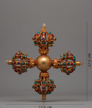 Viswa Vajra Double Dorje | Featuring a Stunning Copper Body, Exquisitely Gold-Plated in 24K