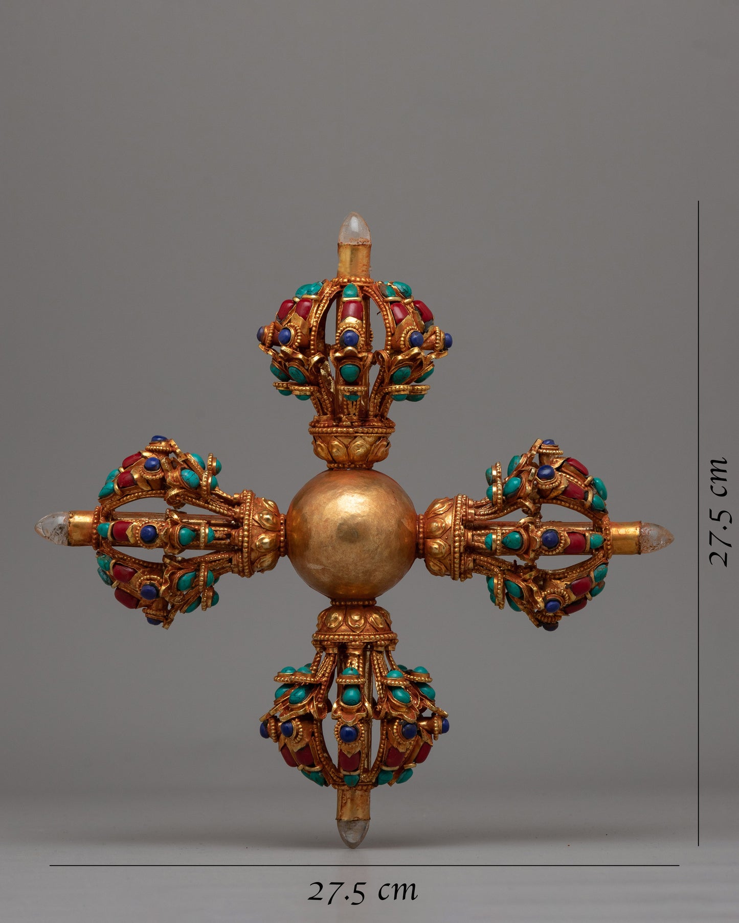 Viswa Vajra Double Dorje | Featuring a Stunning Copper Body, Exquisitely Gold-Plated in 24K