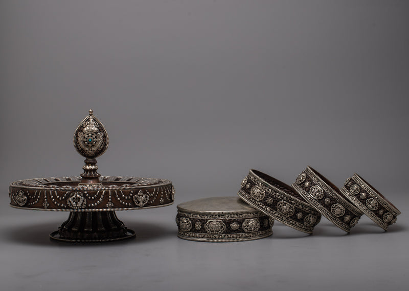 Silver Plated and Copper Mandala Set | Crafted to Reflect Balance and Harmony in Sacred Spaces and Practices