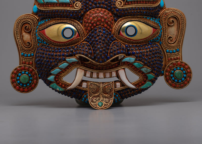 Copper Lakhe Mask | Handcrafted Artistry for Displays