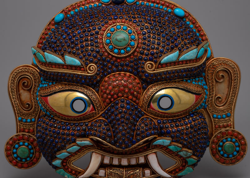 Copper Lakhe Mask | Handcrafted Artistry for Displays